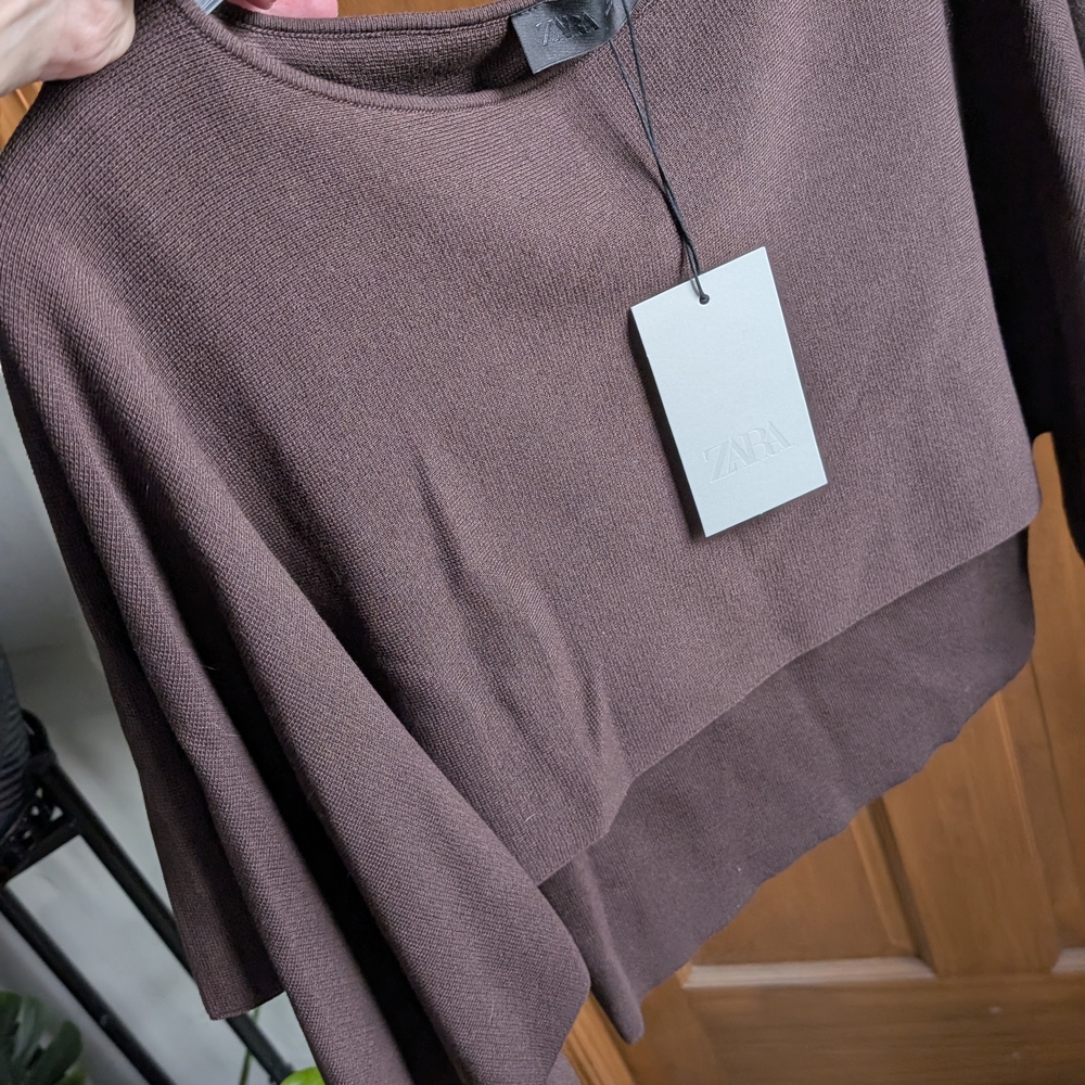 Zara Women's Chocolate Brown Knit Sweater